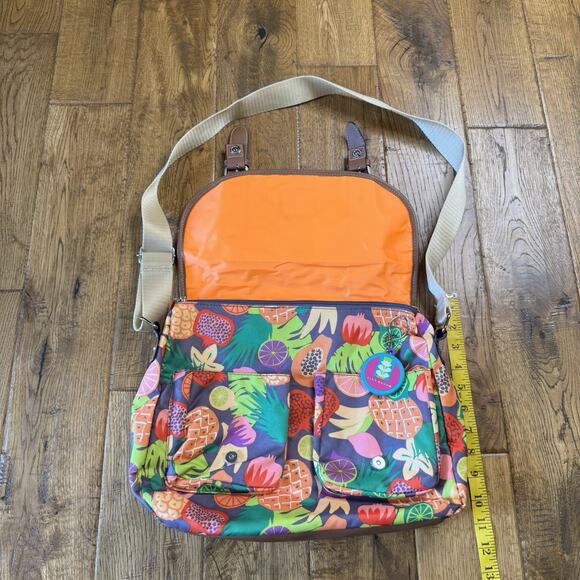 Lily Bloom Tropical Fruit Colorful Satchel Shoulder Purse Triple Section NWT - Picture 4 of 6
